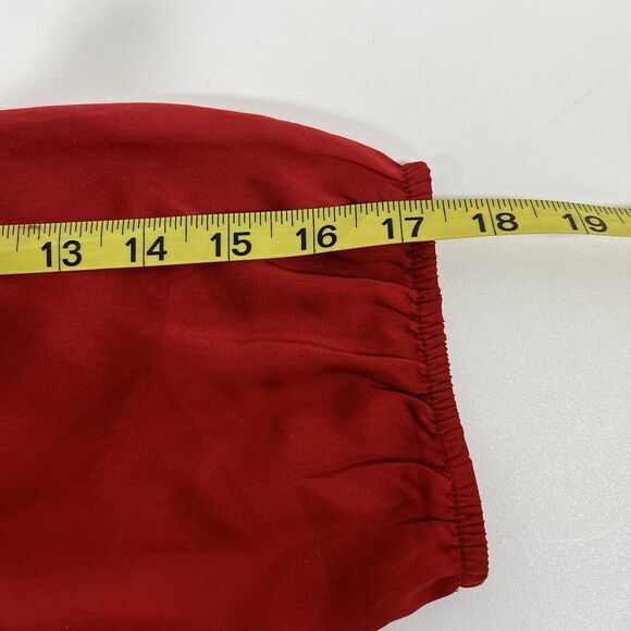 Ann Taylor Loft Blouse M Red Ruffle Silky Top - Picture 5 of 8